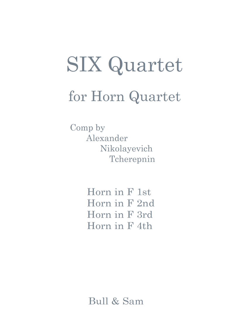 画像1: ホルン四重奏のための6つの四重奏　　アレクサンドル・N・チェレプニン作曲　