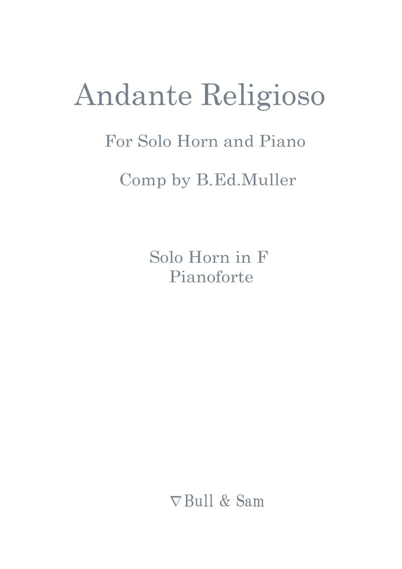 画像1: 独奏ホルンとピアノのためのアンダンテ・レリジョーソ　　エド・ミュラー作曲