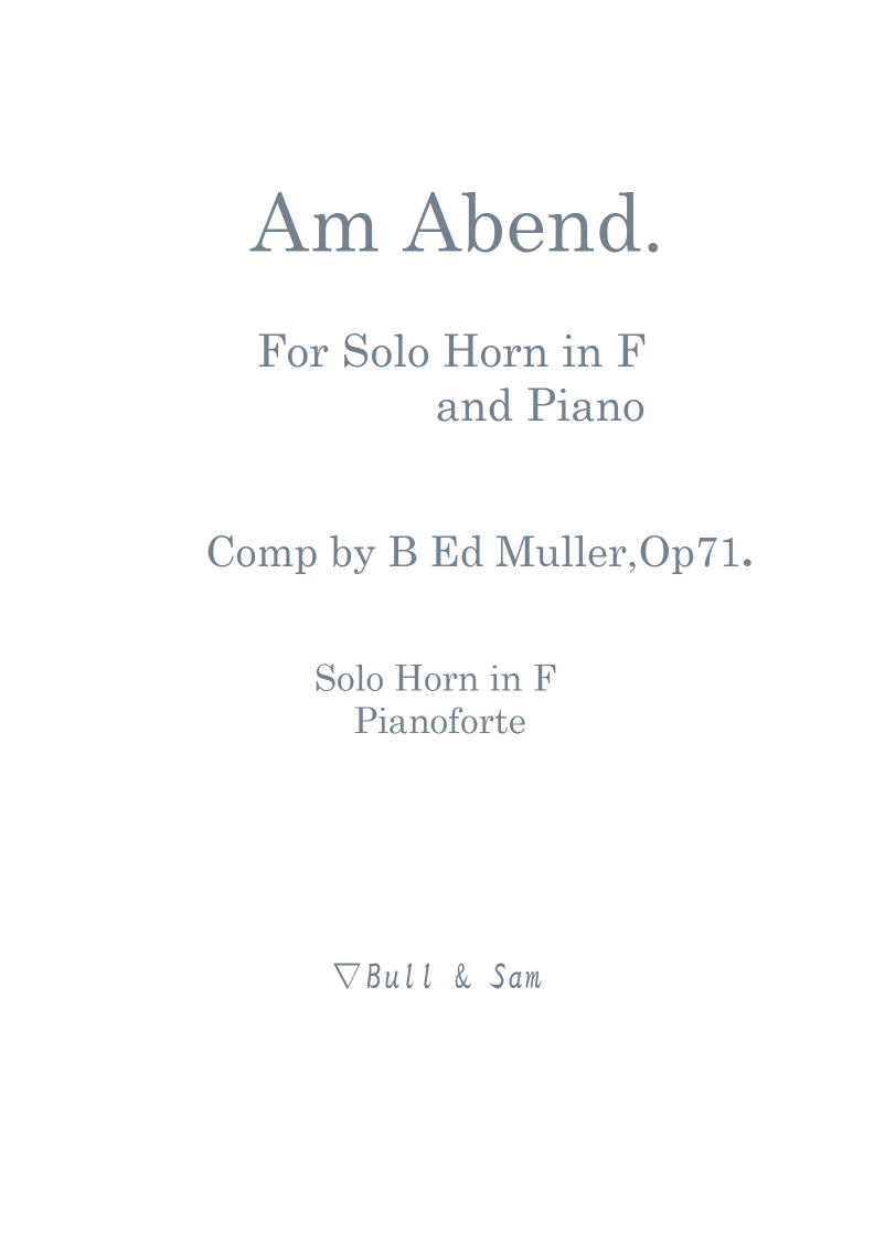 画像1: 独奏ホルンとピアノのための夜に　　エド・ミュラー作曲